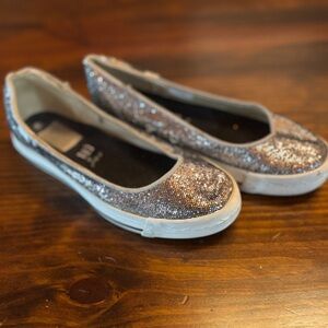 Vintage Converse Chuck Taylor All Star Silver Sparkle Slip On Sneakers